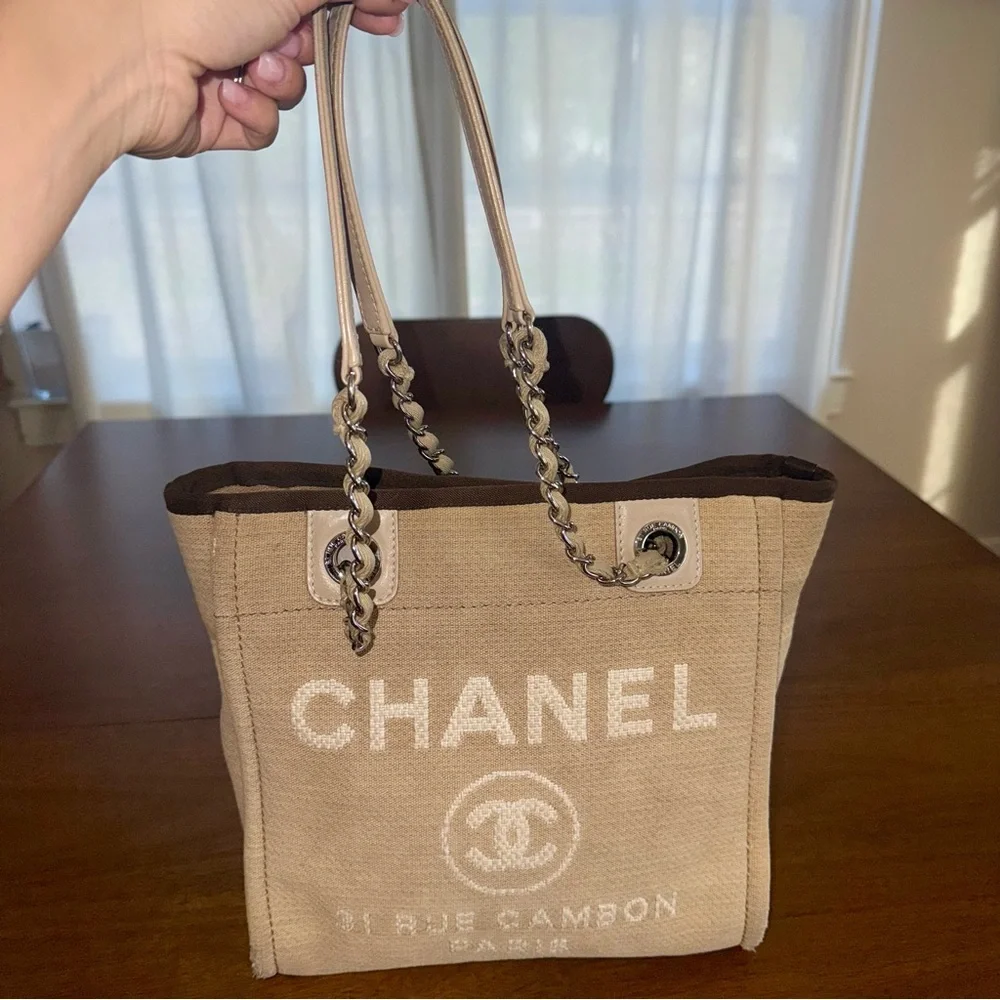 CHANEL Mini Deauville Canvas Tote | 100% Authentic - Picture 4 of 14